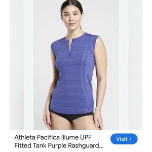 Athleta Pacifica Illume UPF Fitted Tank Purple Rashguard Sleeveless Small